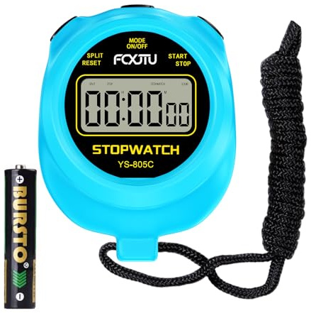 FCXJTU Sports Simple Stopwatch, Digital Single Lap/Split Memory Stopwatch Countdown Timer, On/Off, AAA Battery(Included), Child Friendly for Training Kids Coaches Blue