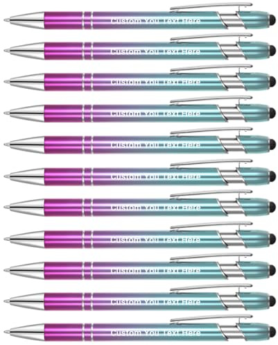 Zoonnis 24 Stylos à Bille Personnalisés avec Pointe Stylet pour les Affaires Stylo Personnalisé Gravé en vrac pour les Femmes et les Hommes avec Texte du nom Stylo Personnalisé avec Encre Noire