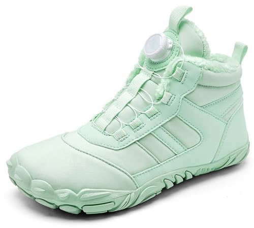 AONEGOLD Barefoot Stivali Invernali Bambino Comode con Imbottitura Calda Antiscivolo Impermeabili Comodi Barefoot Shoes Outdoor Leggeri Stivali da Neve(Verde,33 EU)