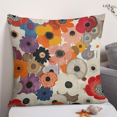 NTVOWPZO Dekorative Dekokissenbezüge, 61 x 61 cm, quadratisch, ovales Blumenmuster, weiche Kissenbezüge, moderne Bauernhaus-Heimdekoration, Sofakissen für Couch, Bett, Wohnzimmer