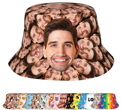 LucBuy Bob Personnalisé, Casquette Photo Amusante pour Homme et Femme, Chapeau de Pêcheur Élégant, Décoration de Tête, Cadeau Unique pour Anniversaires, Fêtes et Événements Spéciaux