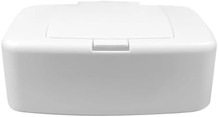 Durlo Refillable Wipes Dispenser Case, Plastic Portable Wet Wipe Holder with Lid for Home Office Living Room Kitchen Bathroom (White)