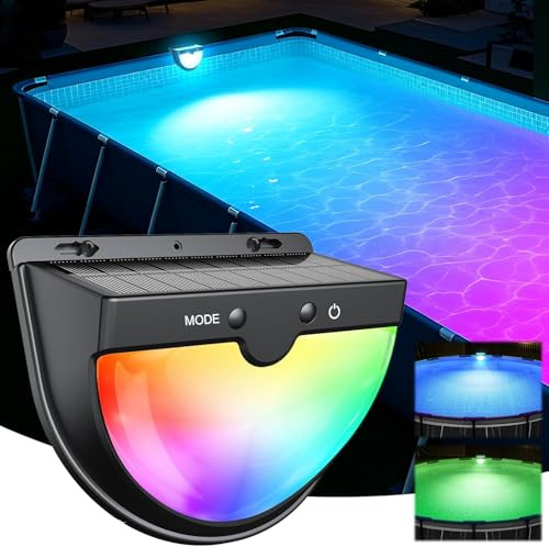 PoolLeader 2026 Luces Piscina Solares, Luz Solar Piscina para Piscinas Elevadas con Estructura Metálica, Luces LED Piscinas con Modos Multicolor, Impermeable & Antigolpes Luce Piscina para Jardín
