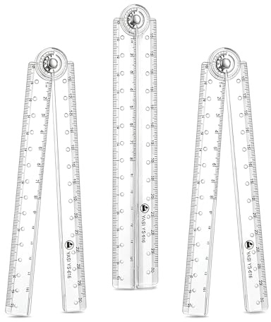 Mitibet 3 Pcs Folding Ruler, 30cm Foldable Ruler, 15cm Clear Scale, Transparent Plastic, Long Portable 12 Inch Length Tool for School, Small Mini Student Drawing, Flexible Architecture Equipment