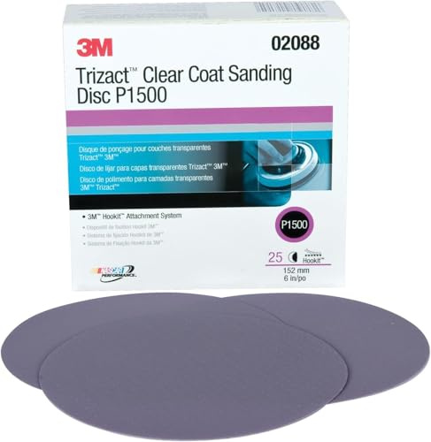 3M 02088 Trizact Hookit 6 P1500 Grit Clear Coat Sanding Disc