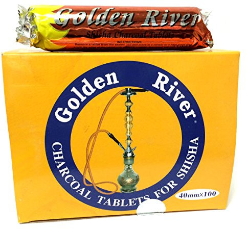 Golden River 4 x 10 rollos de carbón para shisha 400 pastillas de 40 mm, autoencendido