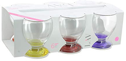 Lav Pack de 3 Verres à Pied 21cl Fond Couleur, Transparent, N/C