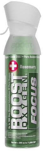 Boost Oxygen Cylinder - Portable Oxygen Cylinder for Breathing Up to 100 Uses | Pure Oxygen Can Promotes Breathing, assists with Hangovers, Colds, & Revitalizes Lungs (Think Tank Rosemary - 5L)