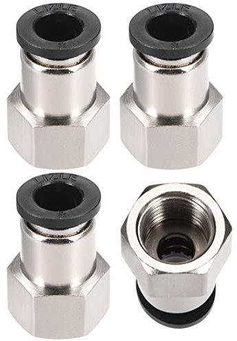 sourcing map Pression Connexion Tube Raccord Adaptateur 8mm Tube Diamètre Externe x 1/4 PT Femelle Droit Pneumatique Connexion Connect Tuyau Raccord Argenté 4pcs