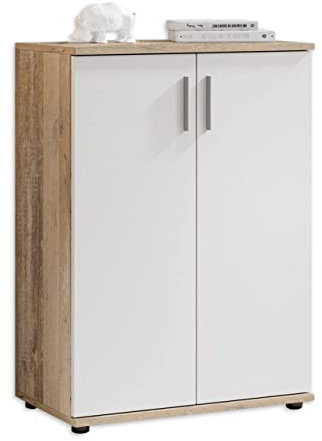 Bobby Kommode in Old Style Optik, Weiß - Modernes Sideboard mit viel Stauraum für Ihren Wohnbereich - 60 x 82 x 35 cm (B/H/T)