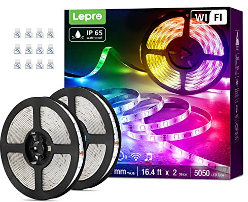 Lepro Smart LED Strip 10M,2x5M,RGB Dimmbar 300 LEDs, LED Streifen Wifi,Wlan LED Band IP65 Wasserdicht,Selbstklebend Superhell Lichtband Lichterkette Stripes Außen, Kompatibel mit Alexa,Google Home