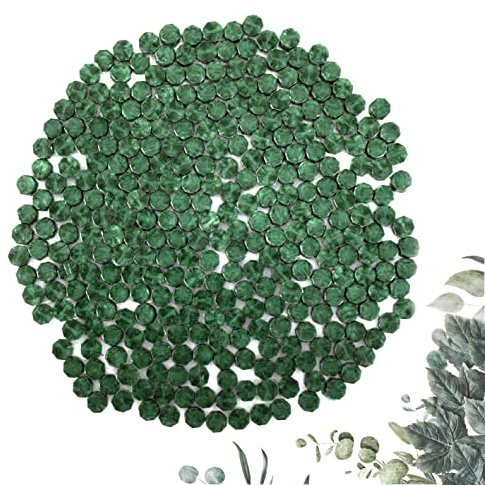 KEAL'S Kit de 230 Perlas de Cera para Sellado Octagonales Cuentas de Lacre para Sellos para Invitaciones Cartas Sobres Regalos y Envoltorios, Color Verde Esmeralda