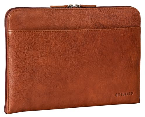 STILORD 'Troy' Housse en Cuir Ordinateur 13 Pouces Pochette pour MacBook et Laptop 13,3 Pouces Vintage Organiseur de Documents Dossiers Conférencier, Couleur:maraska - Marron