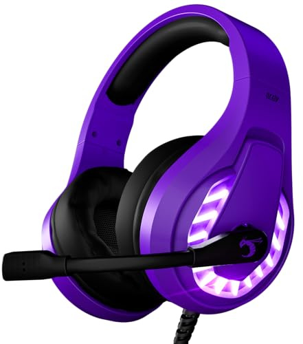 Orzly Gaming Headset for PC and Gaming Consoles PS5, PS4, XBOX SERIES X | S, XBOX ONE, Switch & Google Stadia Stereo sound with noise cancelling mic - RXH-30 Abyss Edition (Purple)