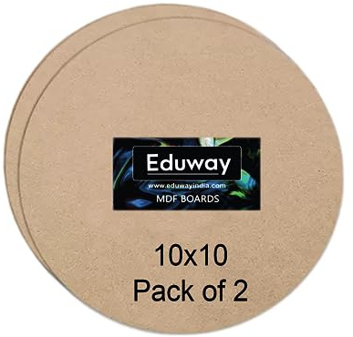 Eduway Hoja de tablero MDF circular redondo de 10 pulgadas (paquete de 2) para arte y manualidades, rodajas de madera redondas sin terminar de 4 mm para pintura de resina, manualidades, arte,