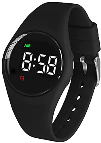 e-vibra Orologio impermeabile con sveglia vibrante, ricaricabile, 15 allarmi, braccialetto promemoria, orologio per addestramento vasino con schermo di blocco (nero rotondo)