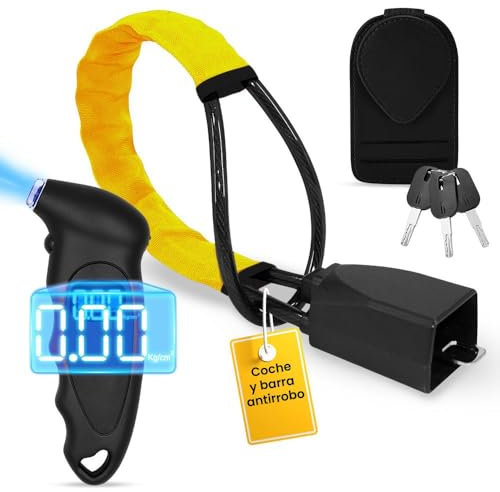 Antirrobo de coche, barra antirrobo, bloqueo volante seguro, servicio pesado, ajuste universal, 3 llaves (negro, amarillo)
