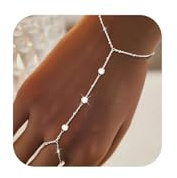 Calkkrer Silver Handkedja Ring Armband, Elegant Armband Silver Kvinnor, Handkedja Smycken, Armring Silver Damer, Trendiga Armringar