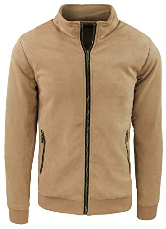 Evoga Giacca Giubbotto Uomo Scamosciato Slim Fit Giubbino Bomber chiodo (IT, Testo, XL, Regular, Regular, #D1 Beige)