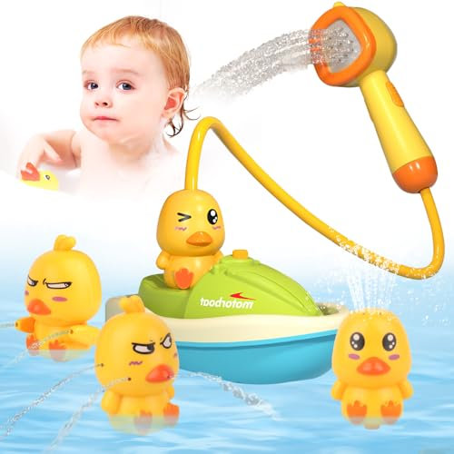 Hojalis Juguetes de Baño para Bebé, Pato Eléctrico para Bebé Juguetes Bañera, Juguete Baño Bebe con Cabezal De Ducha, Baño Eléctrica para Bebés con Bomba de Agua, Juguete De Baño para Niños A Partir