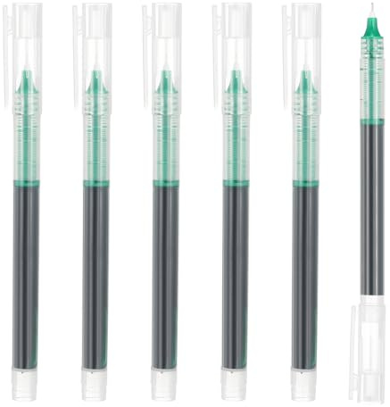 PATIKIL 6Pcs Colored Gel Ink Pens, 0.5mm Extra Fine Point Smooth Writing Japanese Quick Drying Liquid Ink Rollerball Pens for Office Stationery Classroom Teachers, Green