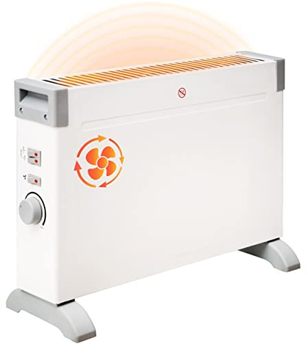 BROLLUX Elektrisk värmefläkt, 2 000 W, elektrisk värmefläkt, mobilvärmare, elektrisk radiator, konvektor, uppvärmning, 3 nivåer, termostat