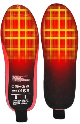 Semelles Intérieures Chauffantes Électriques | Rechargeable 2100 mAh Coussinet Découpable Lavable,Insertions pour Chaussures Sécurisées,pour Femmes Extérieur Chasse Camping Ski Hiver Travail Football