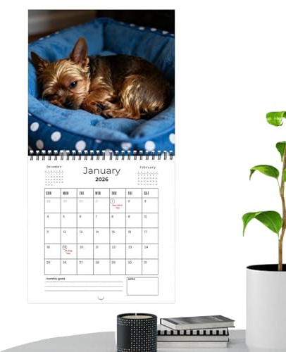 Dog Calendar 2026 - Animal Art 12 Monthly Planning Planner, 2026 Wall Calendar 12 Month for Bedroom Living Room Kitchen, Classroom Meeting Room Vacation, Cute Dog Art, Premium Yearly Planner