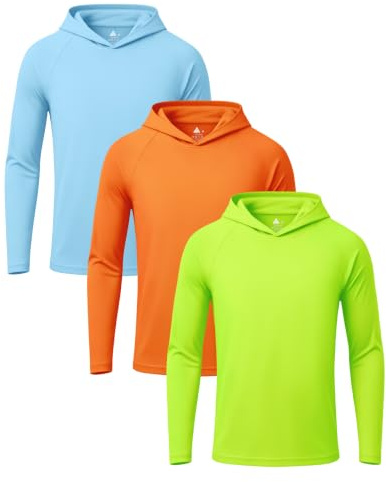 ZITY Boy's Swim Top Activewear T-Shirts Long Sleeve Sport Top 3 Pack UPF 50+ Rash Guard Sports Top Fishing Hiking Rash Vest Boys 6-15 Years, S