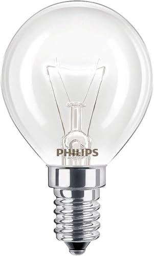 Philips Oven P45 Lustre Bulb [E14 Small Edison Screw] 40W Incandescent Appliance Lamp for High Heat Appliances, Stoves, Cookers, Rotisseries.