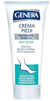 GENERA - CREMA PIEDI FEET CREAM TRATTAMENTO INTENSIVO CON ALOE VERA ESTRATTO DI MELISSA OLIO DI SACHA INCHI PROTETTIVA DEODORANTE EMOLLIENTE - TUBO 100 ML
