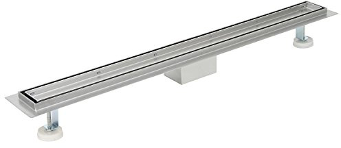 Zelsius Scarico doccia Mildura in acciaio inox piastrellabile, 90 cm, scarico quadrato per doccia uguale al pavimento, canalina per doccia con sifone e filtro per capelli, sifone e filtro per