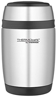 Thermos Curved Food Flask with Spoon, Stainless Steel, 400 ml