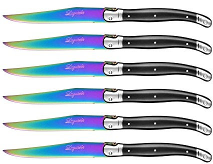 6 couteaux de table Laguiole lame revêtement titane