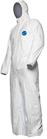 DuPont Tyvek 500 Xpert Chemikalienschutzkleidung mit Kapuze, KategorieII, Typ 5-B und 6-B Robust und Leicht Weiß Größe M