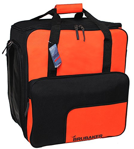 BRUBAKER 'Super Function 2.0' Bolso para Deporte - Mochila Porta Botas De Esquí - Naranja/Negro/Blanco
