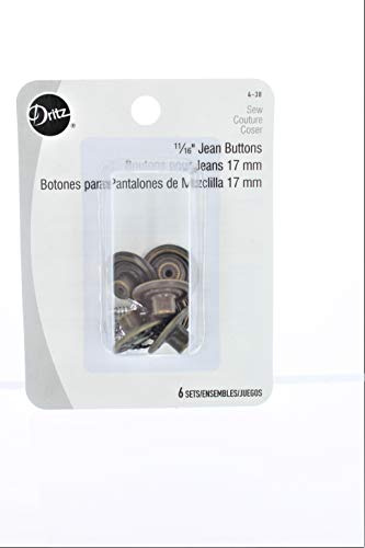 Dritz Jean Buttons, Antique Brass, 11/16-inch