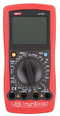 UNI-T MIE0090/UT107 Digital-Multimeter, Messung von DC Strom, DC/AC Spannung, Temperatur, Widerstand, Durchgang, Diodentest, Battteriewarnung, Data-Hold-Funktion