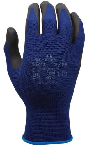 Showa Gloves SHO385-S No.380 Foam Glove, Size: S, Blue/black