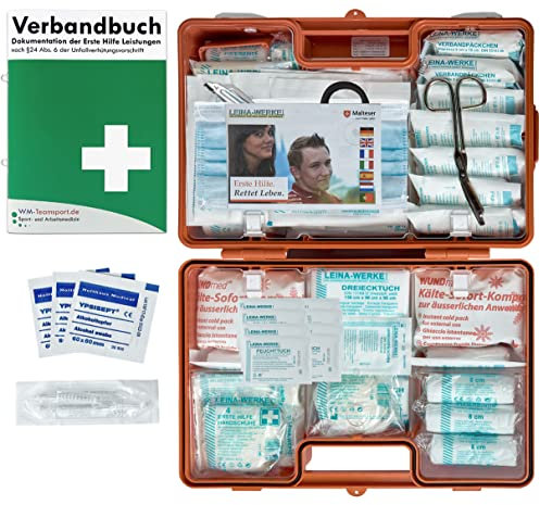 GROßER BETRIEBS VERBANDSKASTEN Erste Hilfe Koffer DIN 13169 Verbandkasten orange 500369