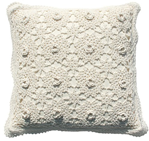 Kamay's Decorative Pillow Covers Cotton Vintage Handmade Crochet Throw Pillow Cushion Covers Handcraft Pillowcase 3D Lace Floral Pattern Rural Style