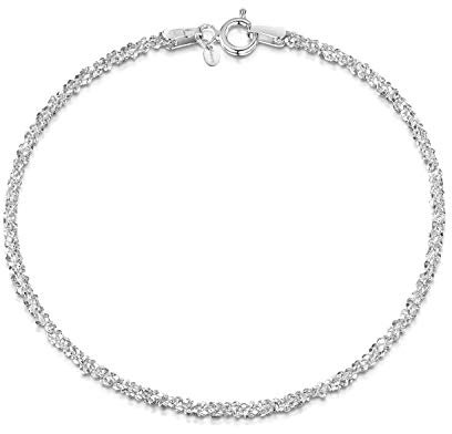 Amberta 925 Sterlingsilber Damen-Armkette - Popcorn-Kette Armband - 2 mm Breite - Verschiedene Längen: 18 19 cm (18cm)
