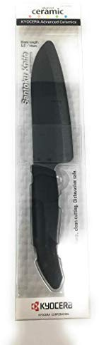 Kyocera Advanced Ceramic Revolution Series 5-1/2-inch Santoku Knife, Black Blade