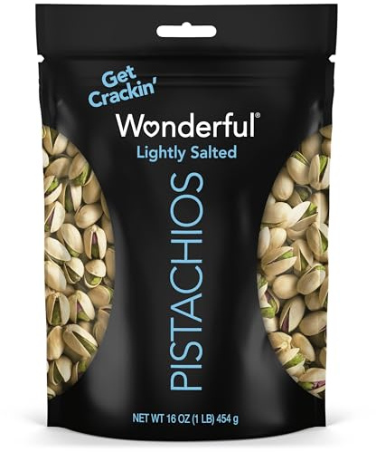 Wonderful Pistachios In Shell, Lightly Salted Nuts, 16 Ounce Resealable Bag, Protein Snacks, Gluten Free, Healthy Food, Office Snacks