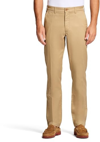 IZOD chinobyxa med prestanda stretch, rak passform, platt framsida för män