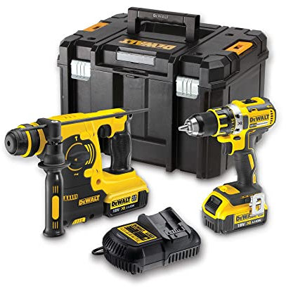 DeWalt 18,0V/4,0 Ah BL, Set combinato di trapano avvitatore, trapano a percussione e batterie, DCK273M2T-QW