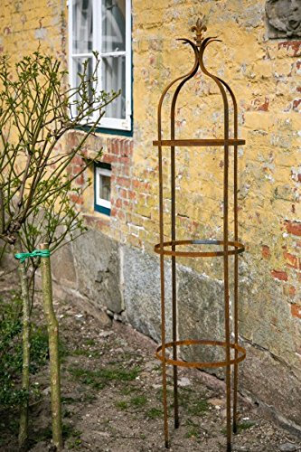 Stabile Rankhilfe Metall H: 195cm Ø: 41cm Rankgerüst Obelisk Roheisen/Rost