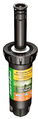 Rain Bird 1803DSH Professional Dual Spray Pop-Up Sprinkler, 180° Half Circle Pattern, 8' - 15' Spray Distance, 3 Pop-up Height