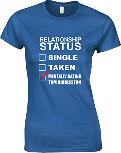 Mentally Dating Tom Hiddleston, Ladies Printed T-Shirt - Royal Blue/White/Red S = 6-8