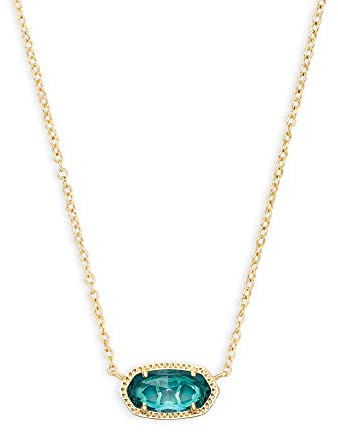 Kendra Scott Elisa Short Pendant Necklace for Women, Dainty Fashion Jewelry, 14K Gold-Plated Brass, London Blue Clear Glass